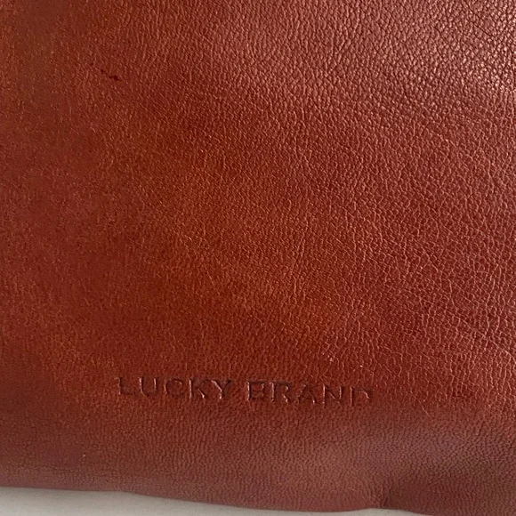 SOLD! EUC Lucky Brand Rayla Burgandy Brown Chevron  Leather Wristlet Clutch - Picture 9 of 14